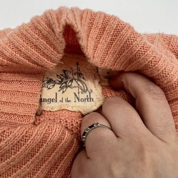Anthropologie Angel of the North Aisla Mock Neck Knit Sweater Peach Medium - Picture 2 of 4
